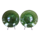 2 assiettes plates vintage verte en verre trempé Vereco France