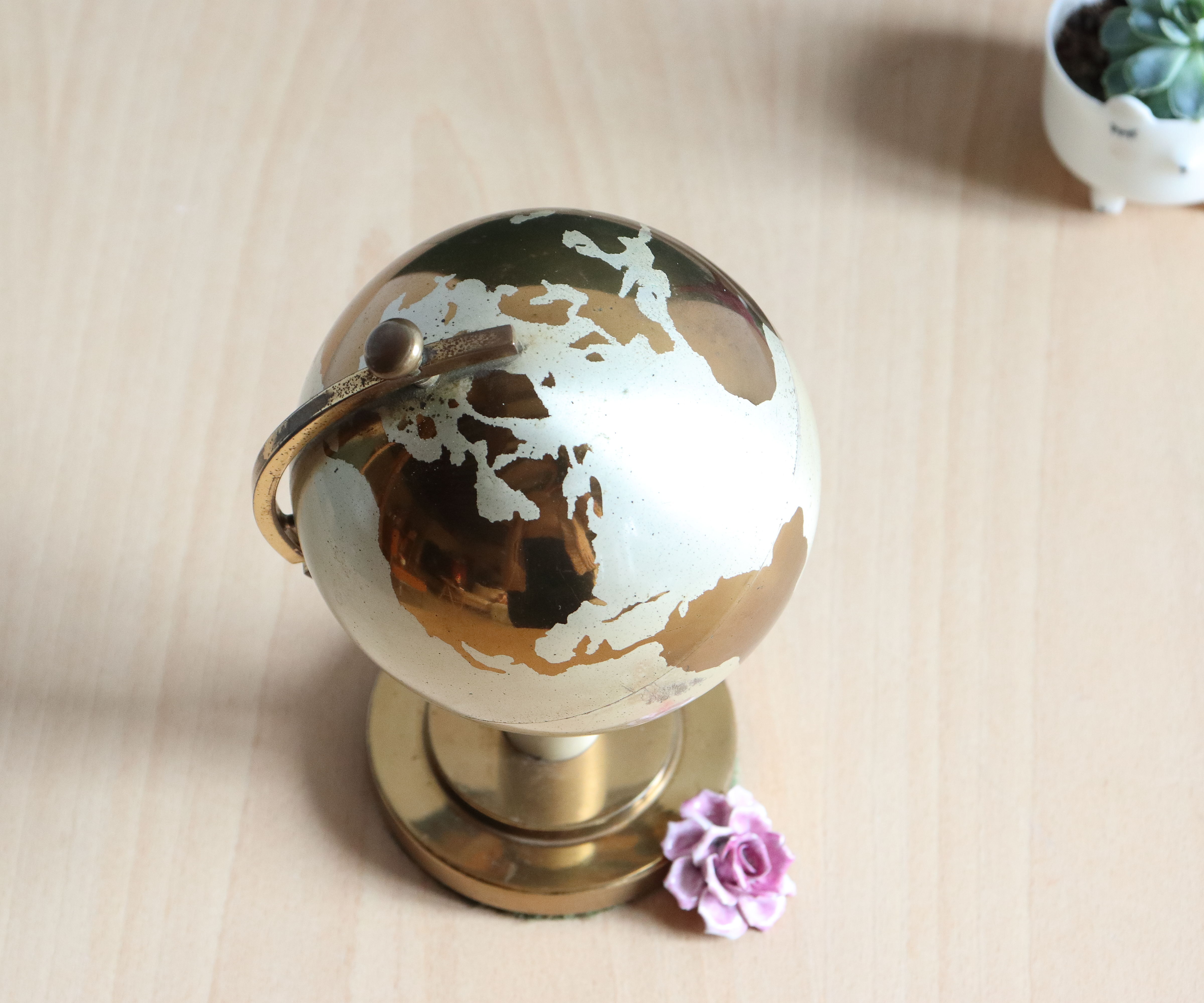 Globe Planet brass cigarette dispenser