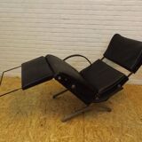 Tecno P40 chaise longue  , cuir noir