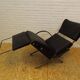 Tecno P40 chaise longue  , cuir noir