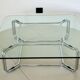 Glass and chrome metal coffee table, Italy 1970s