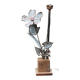 Brutalist metal lamp base, flowers