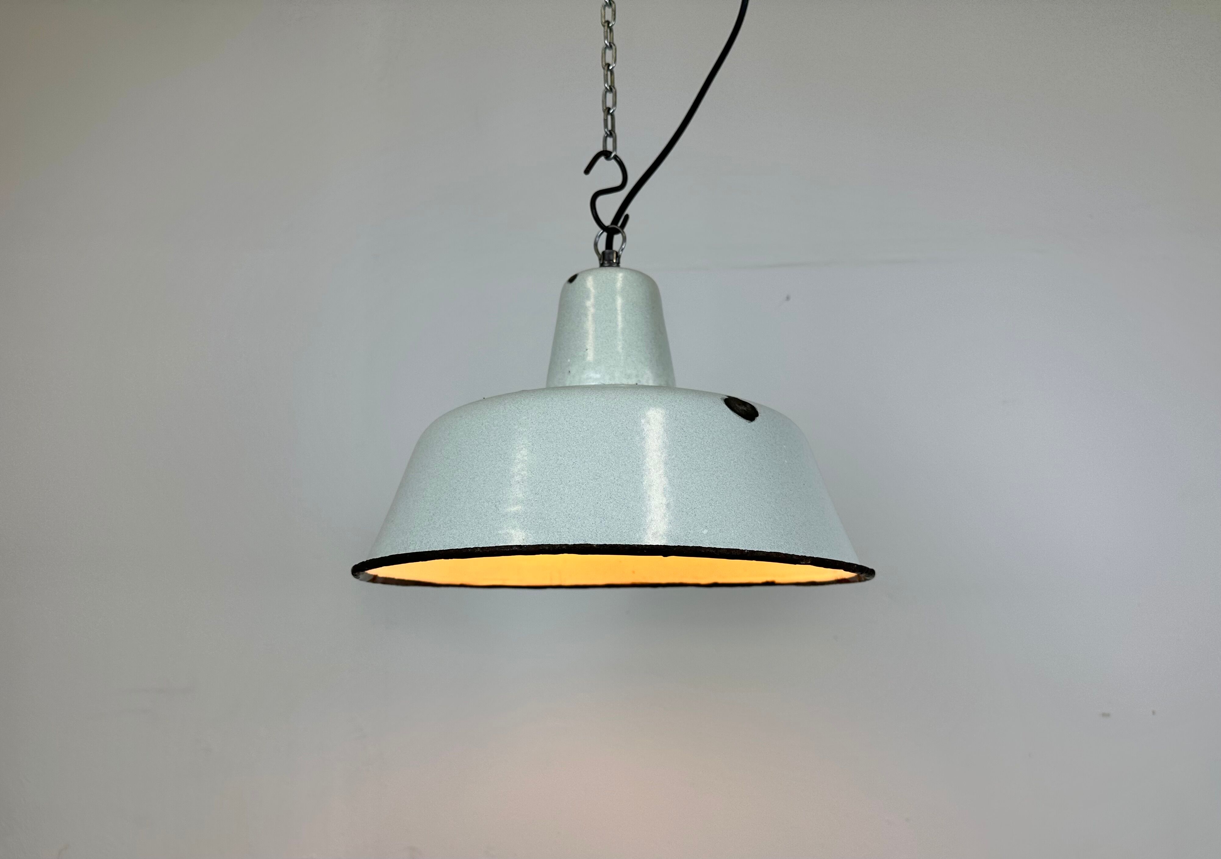 Industrial White Enamel Factory Pendant Lamp from Zaos, 1960s
