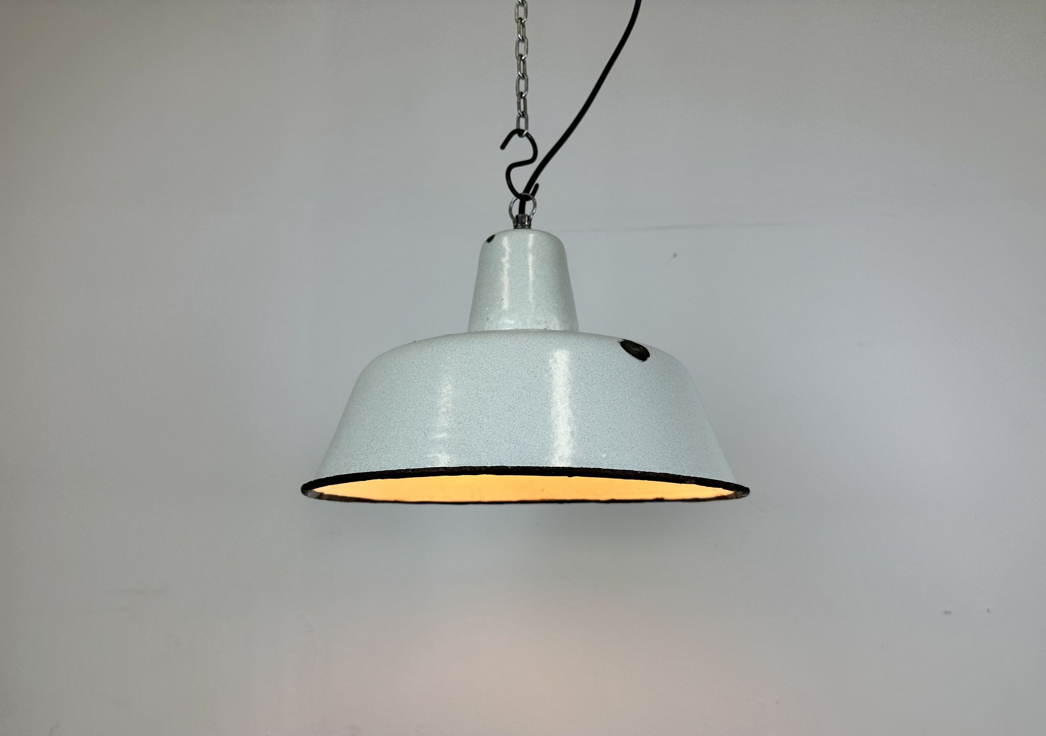 Industrial White Enamel Factory Pendant Lamp from Zaos, 1960s