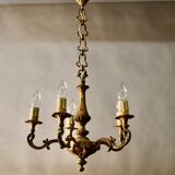 Bronze chandelier with 5 arms and its pair of 2-light wall sconces.