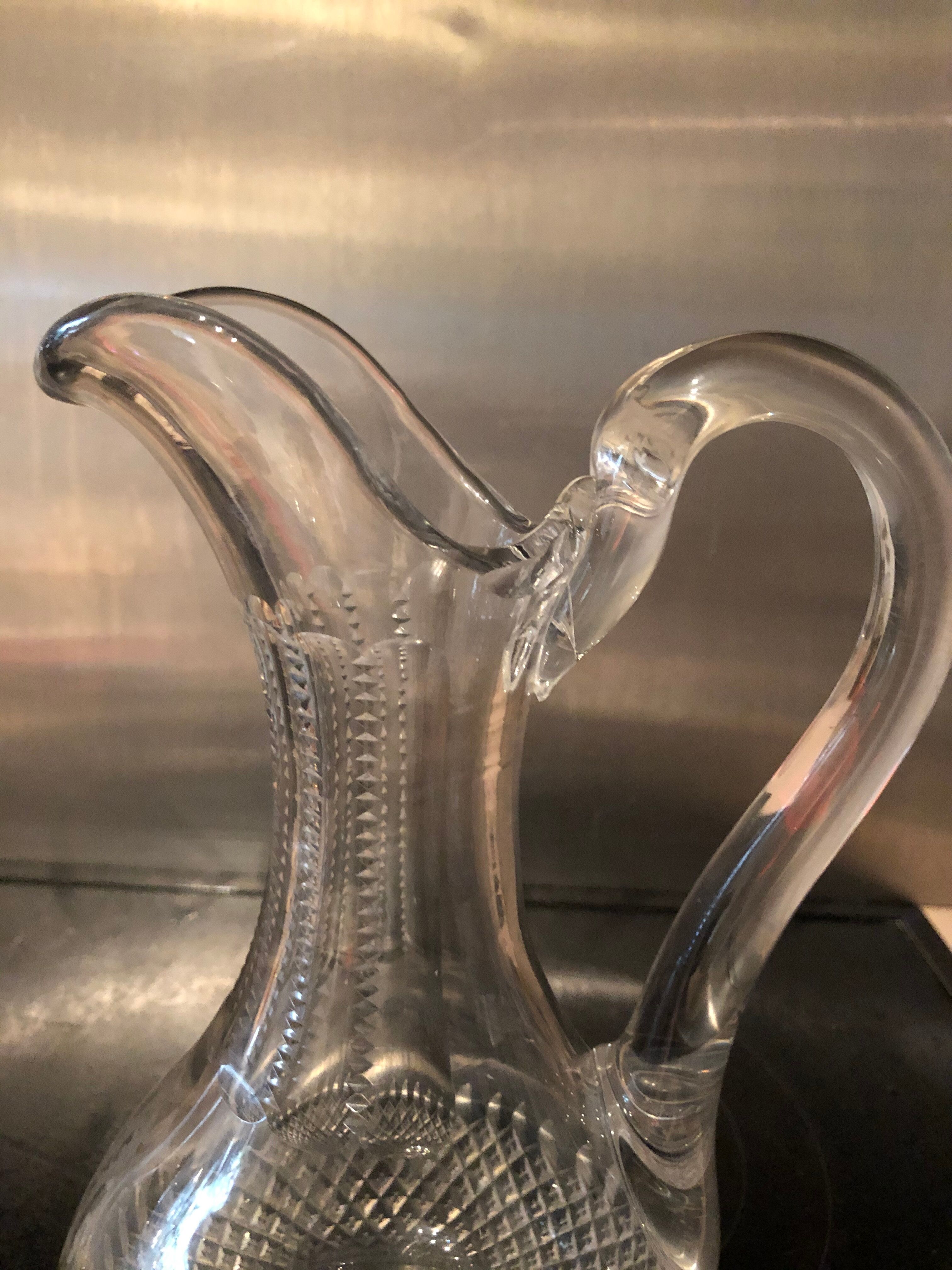 Pair of cut crystal pitchers