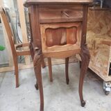 Antique walnut and marble bedside table
