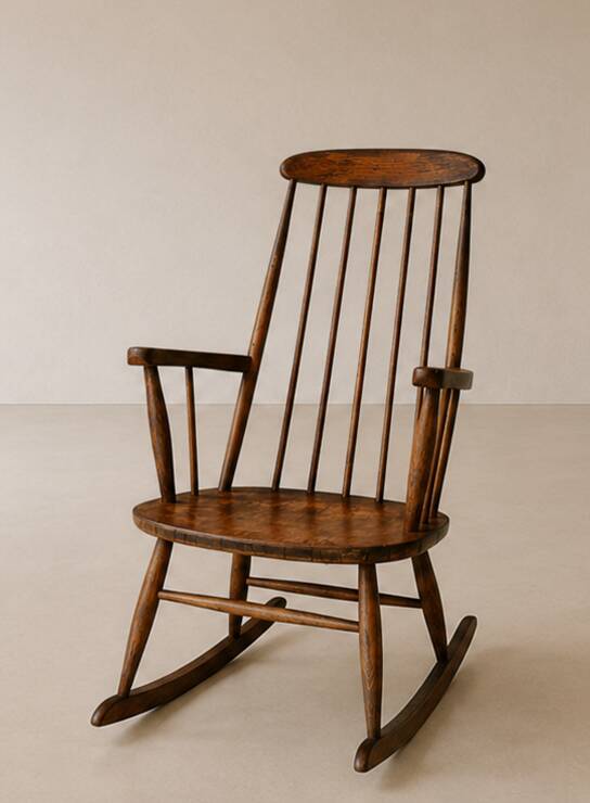 Fauteuil à bascule / Rocking Chair vintage en hêtre 1960 par Stol Kamnik