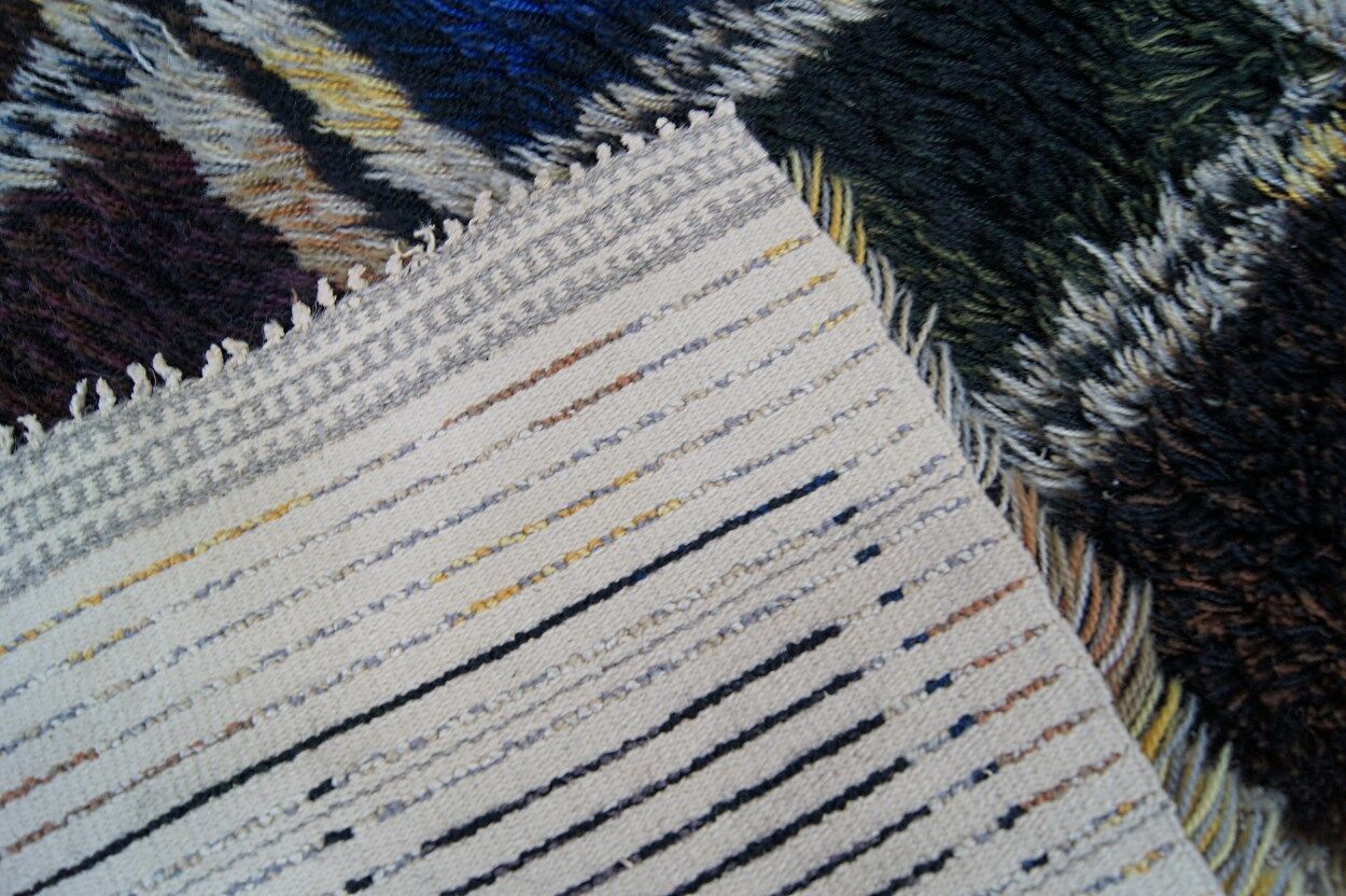 Large Scandinavian handmade Rya Rug, 1960s, 210x140 cm