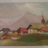 Oil paintings oil on Panel mountain landscape