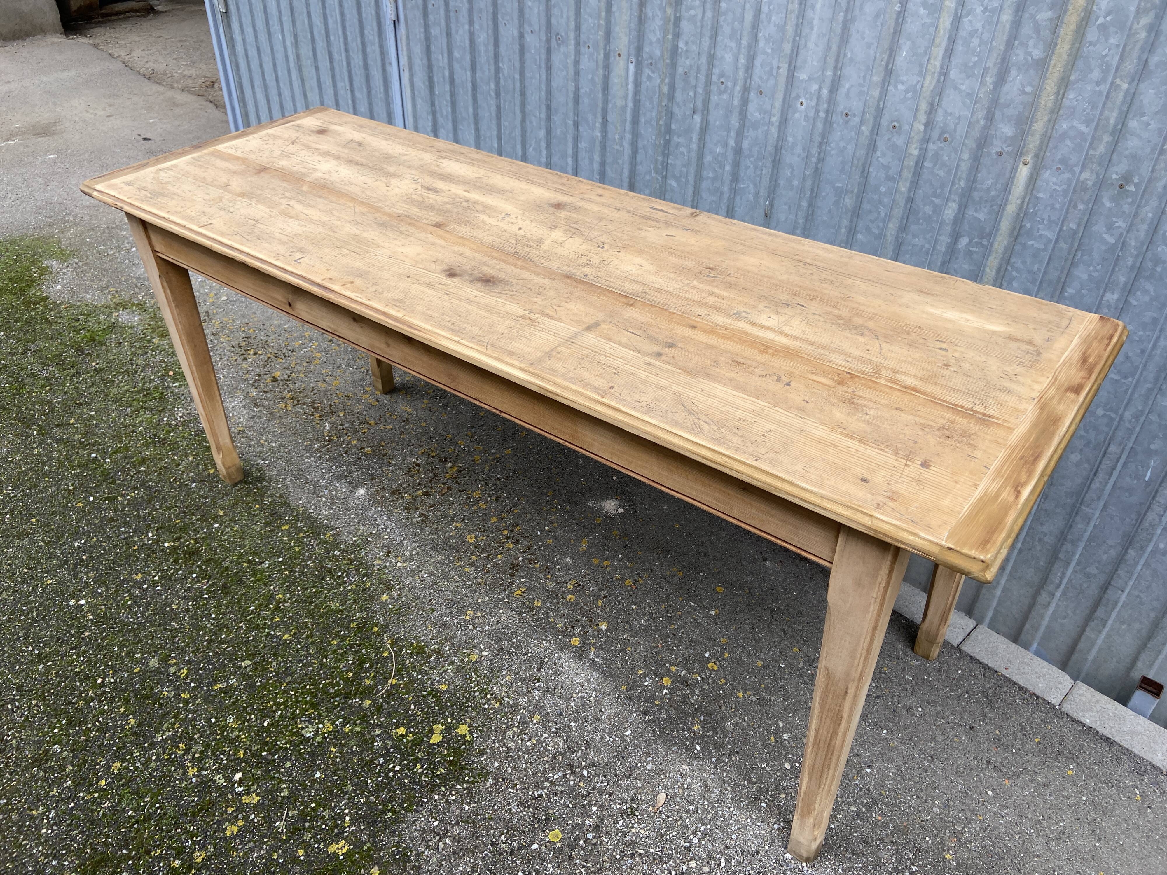 large farm table 185 cm in raw natural fir wood