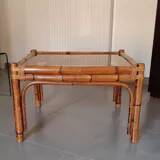 Table basse en rotin et bambou 1960 / 1970