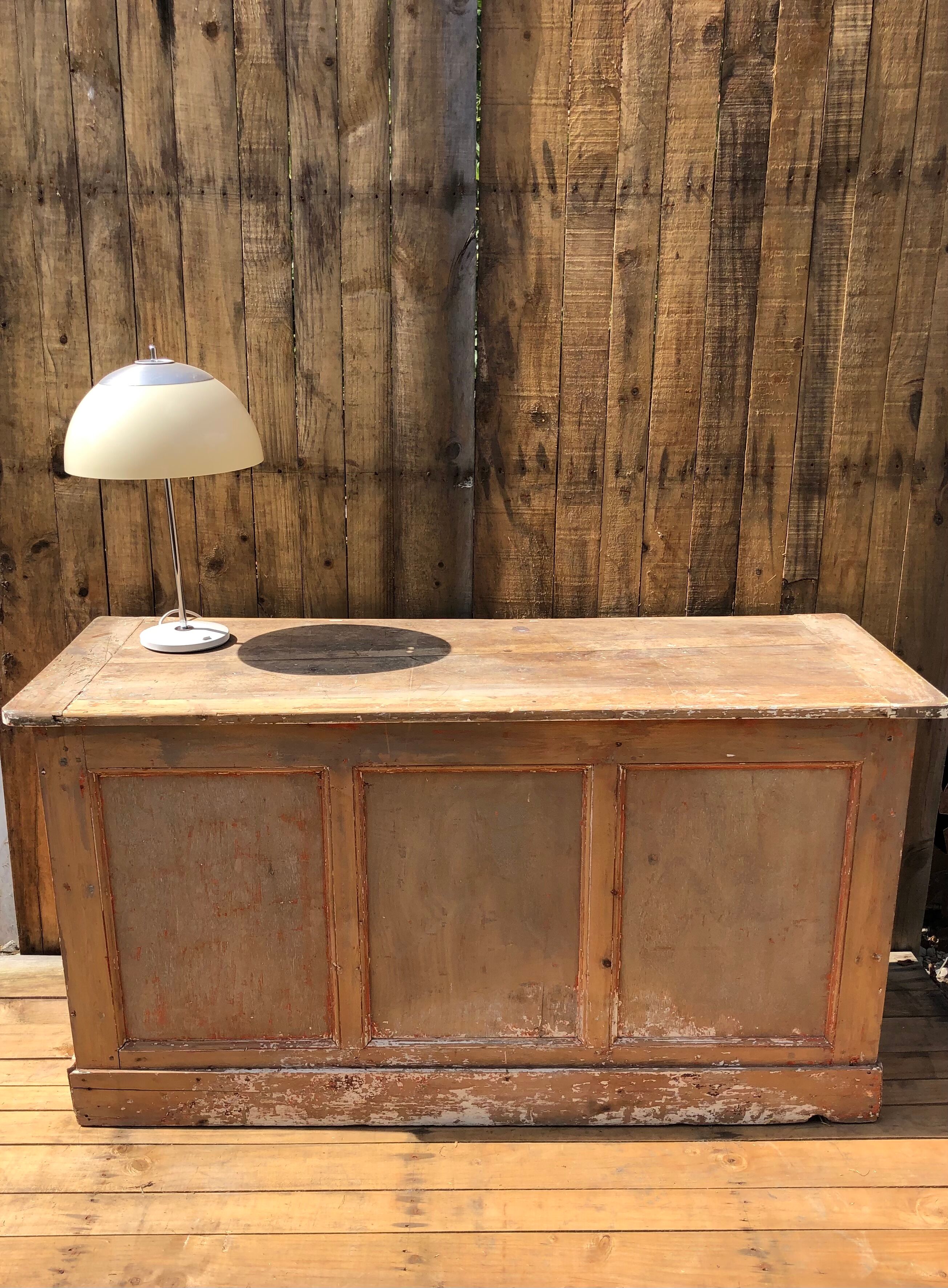 Patinated raw wood countertop