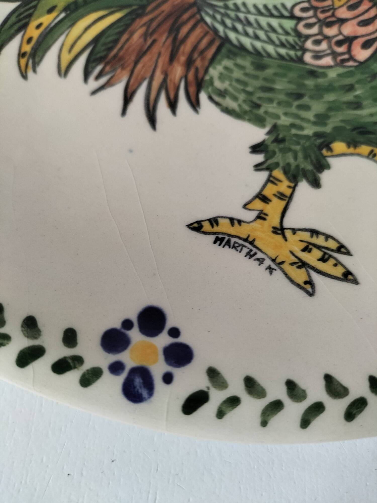 Earthenware plate with polychrome rooster – Martha Kołodziej – 2004