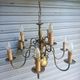 Important 9-light chandelier in Dutch style with 2 levels in brass - in working condition.