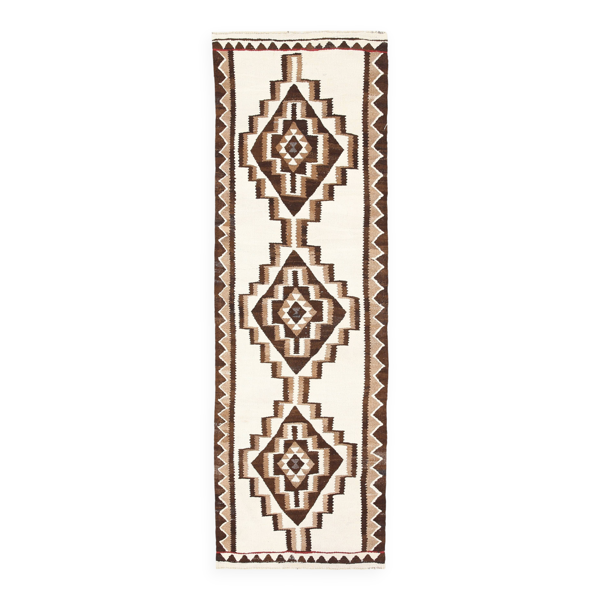Tapis kilim vintage marron & beige
