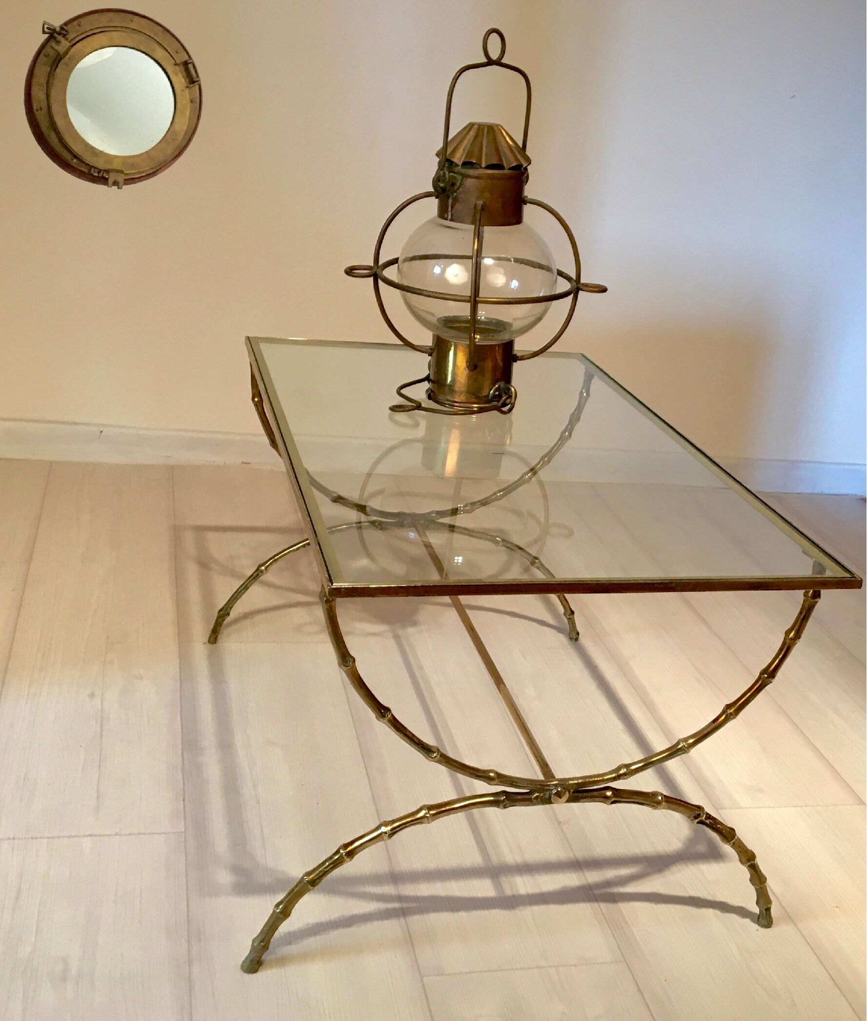 Bronze and glass coffee table, 1960s