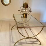 Table basse bronze et verre, années 60