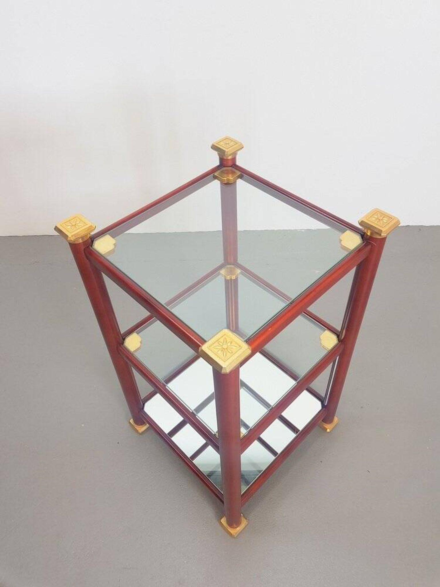 Regency Side Table in Brass and Mirror Glass, 1970s