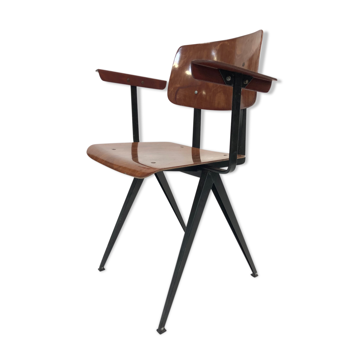 Vintage Galvanitas S16 school Chair with armrests and compass of the 1960s