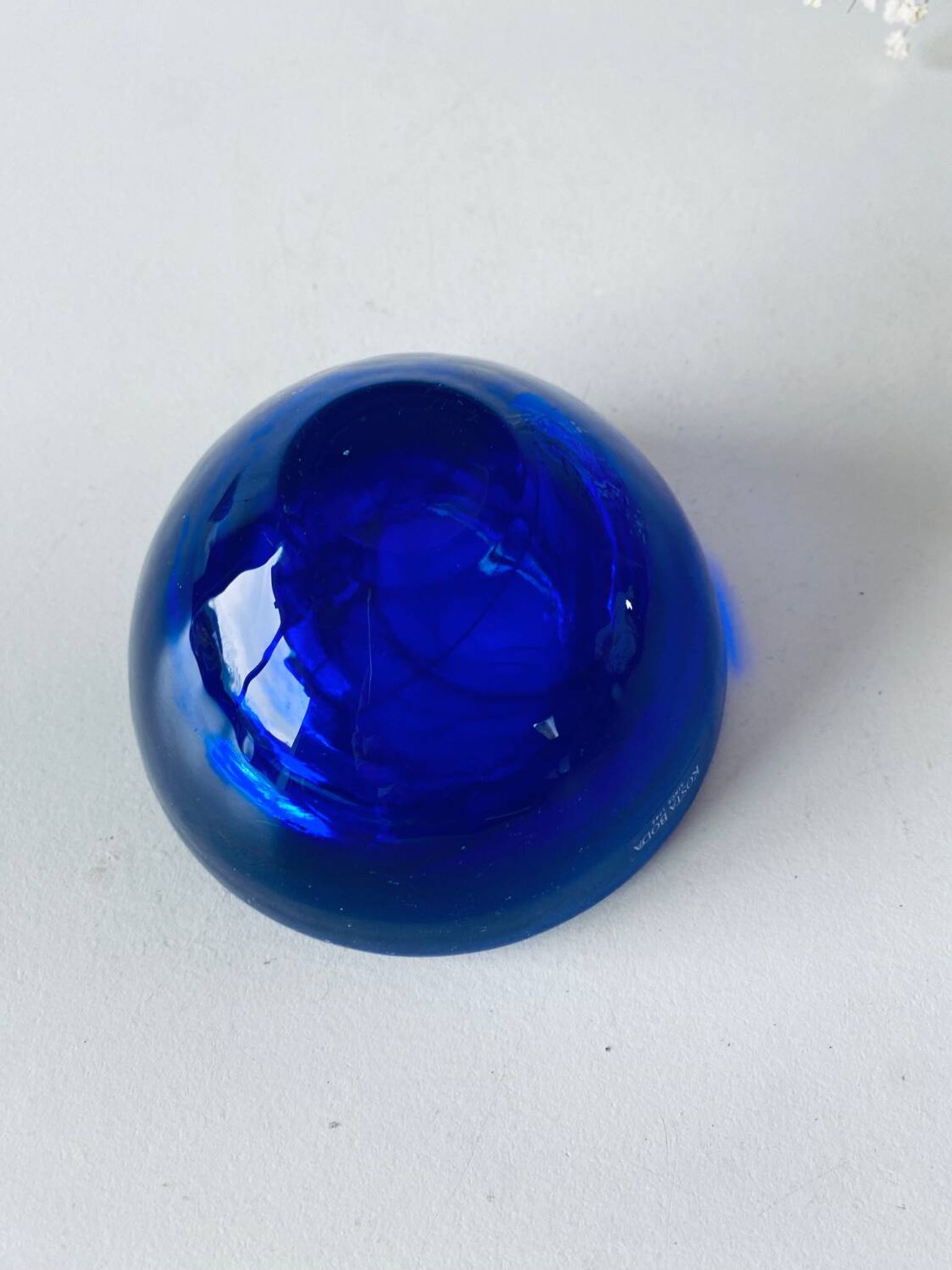 Bougeoir en verre bleu Kosta Boba