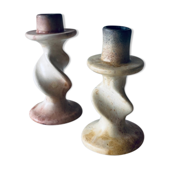 Pair of stone candlesticks