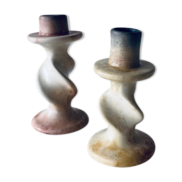 Pair of stone candlesticks