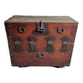 Asian chestnut travel trunk