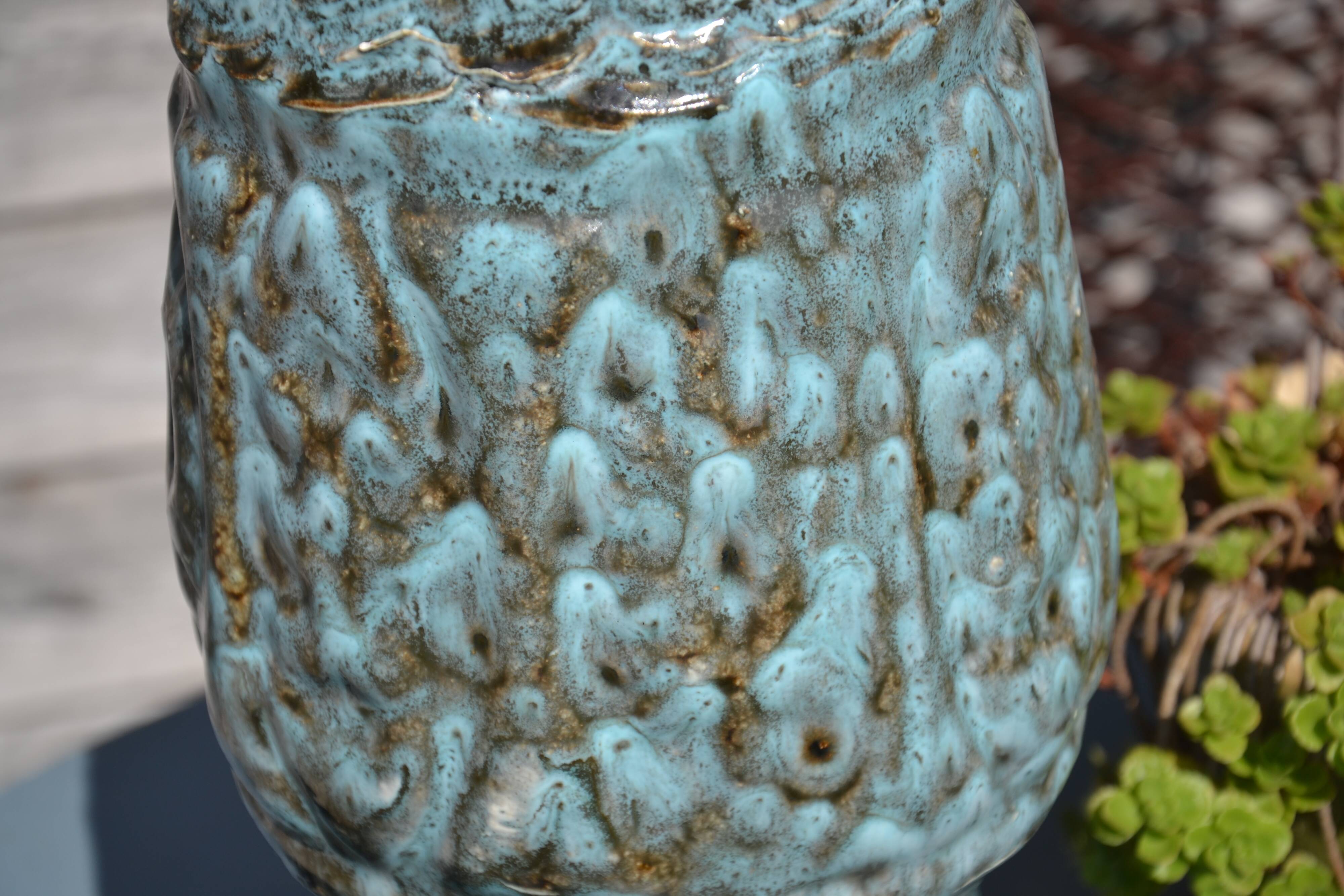 Large Vallauris vase "sea foam" H 41.5 cm