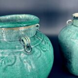 Pair of ancient turquoise glazed stoneware vases, China, late 19th century.