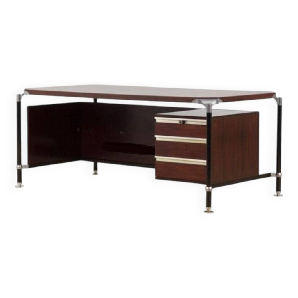 Chaises De Bureau Vintage Ico Parisi – Design Italien – Bois Rouge – 45x47x54 Cm