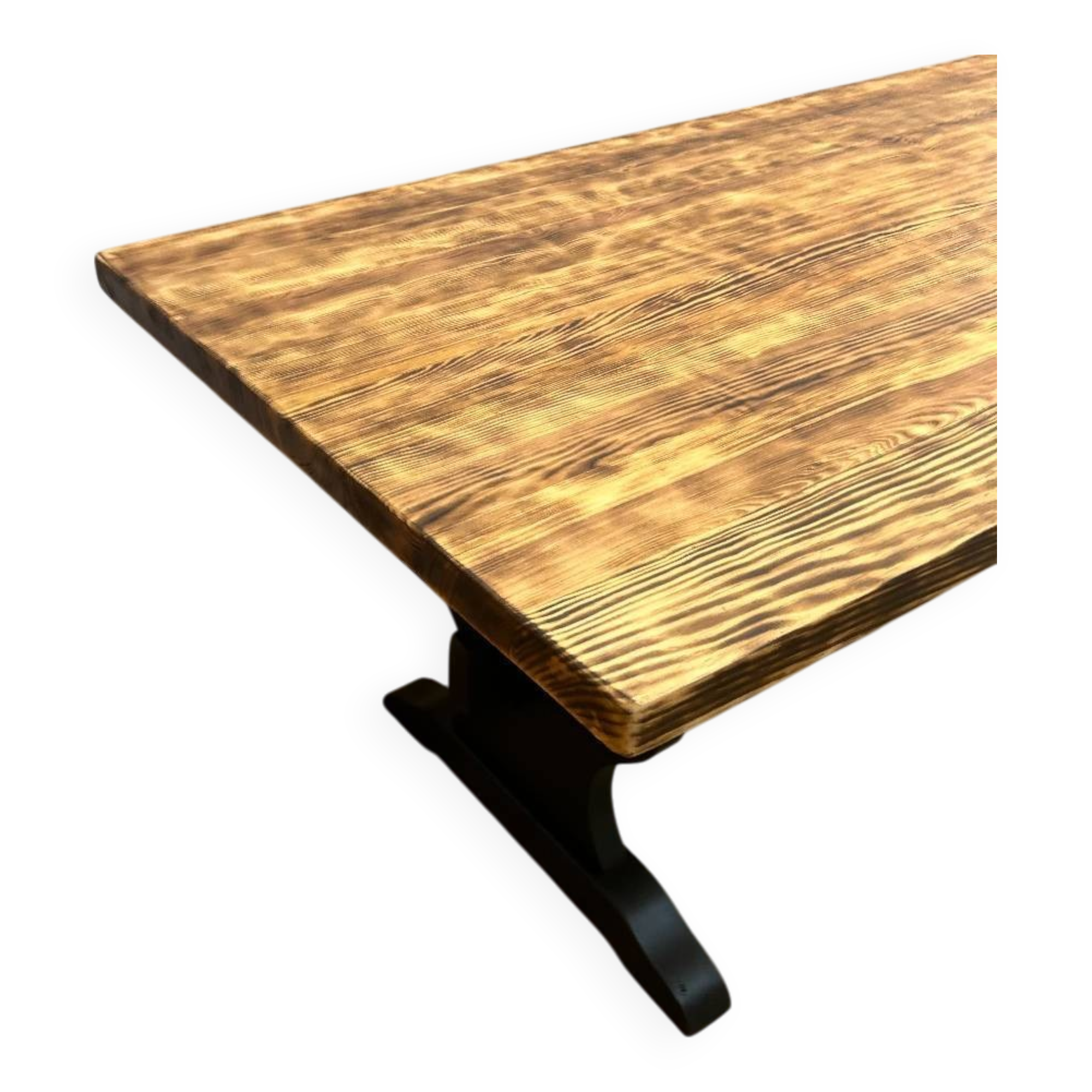 Industrial monastery farmhouse table with burnt top