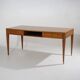 Walnut desk with brass details, 1950s