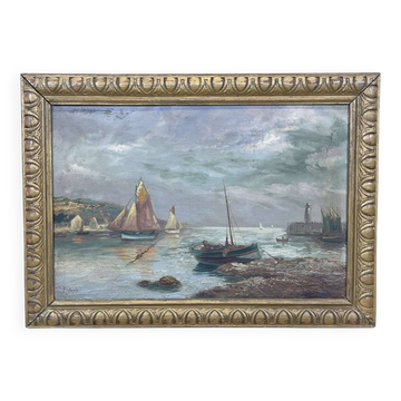 Marine, Oil on canvas signed Victorès