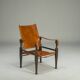 Swiss Leather Safari Chair attributed to Wilhelm Kienzle for Wohnbedarf