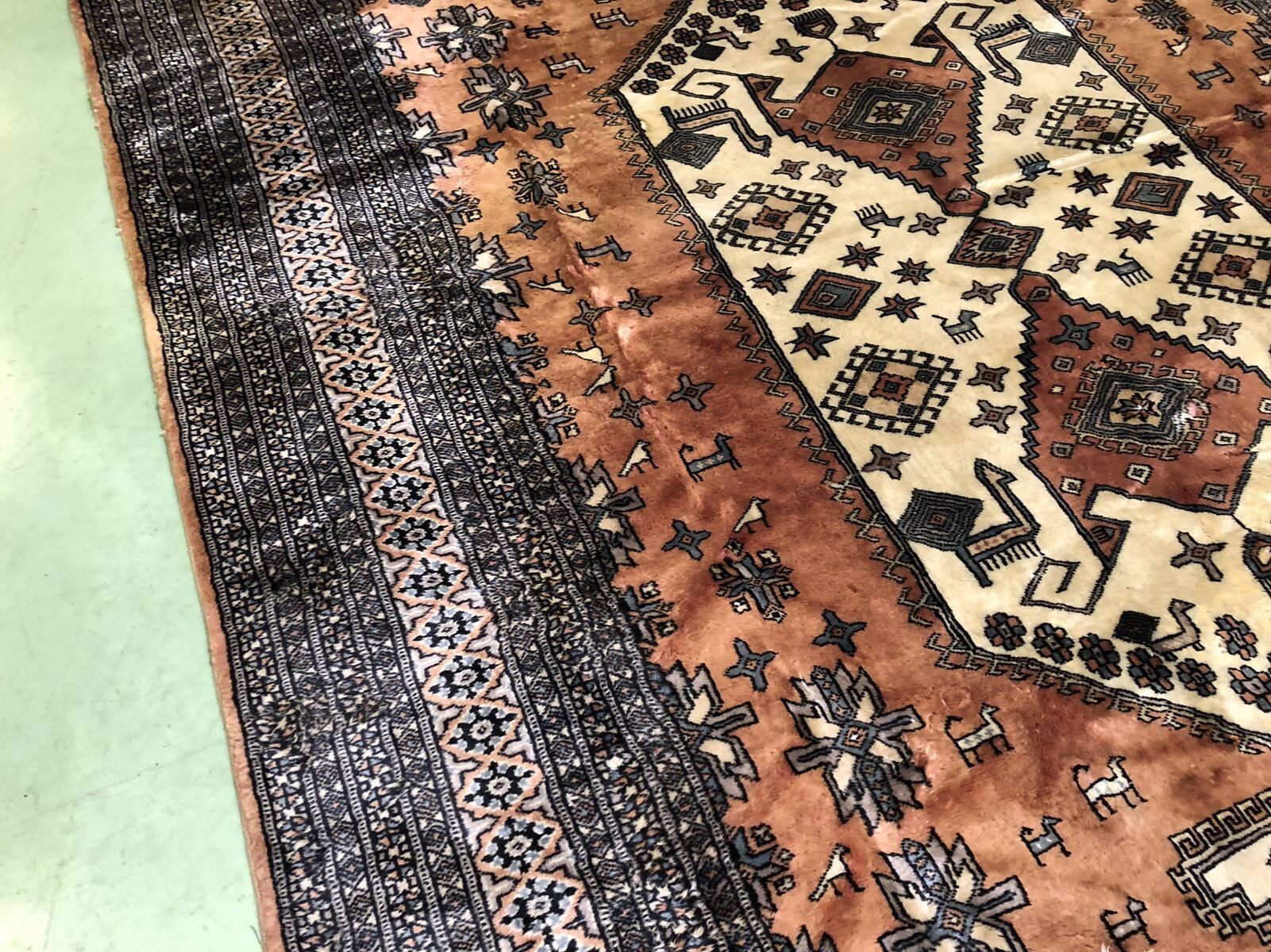 Large oriental rug in wool and silk hand made 310x227cm