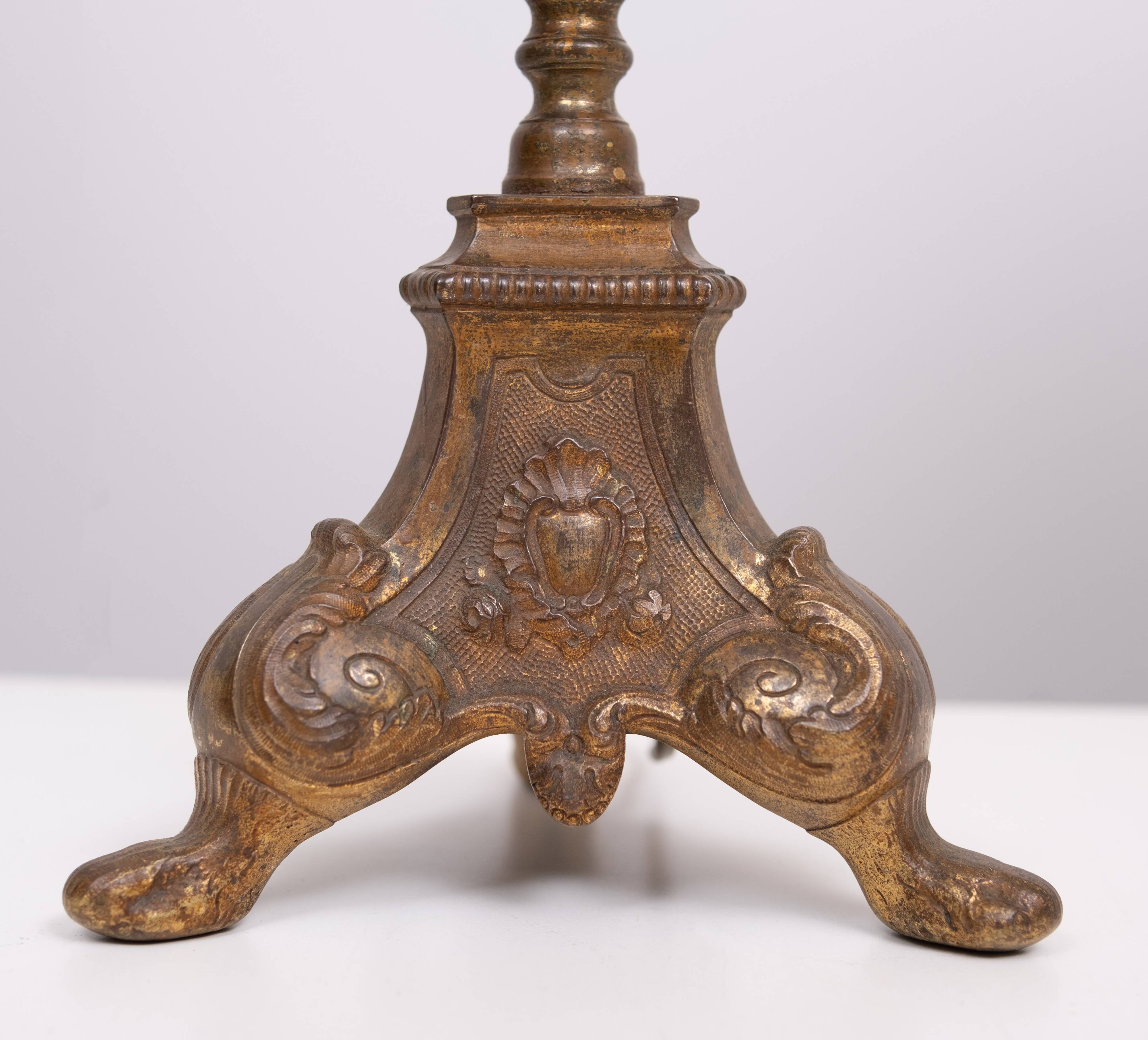 Gilded Bronze table lamps with shades France 1880s