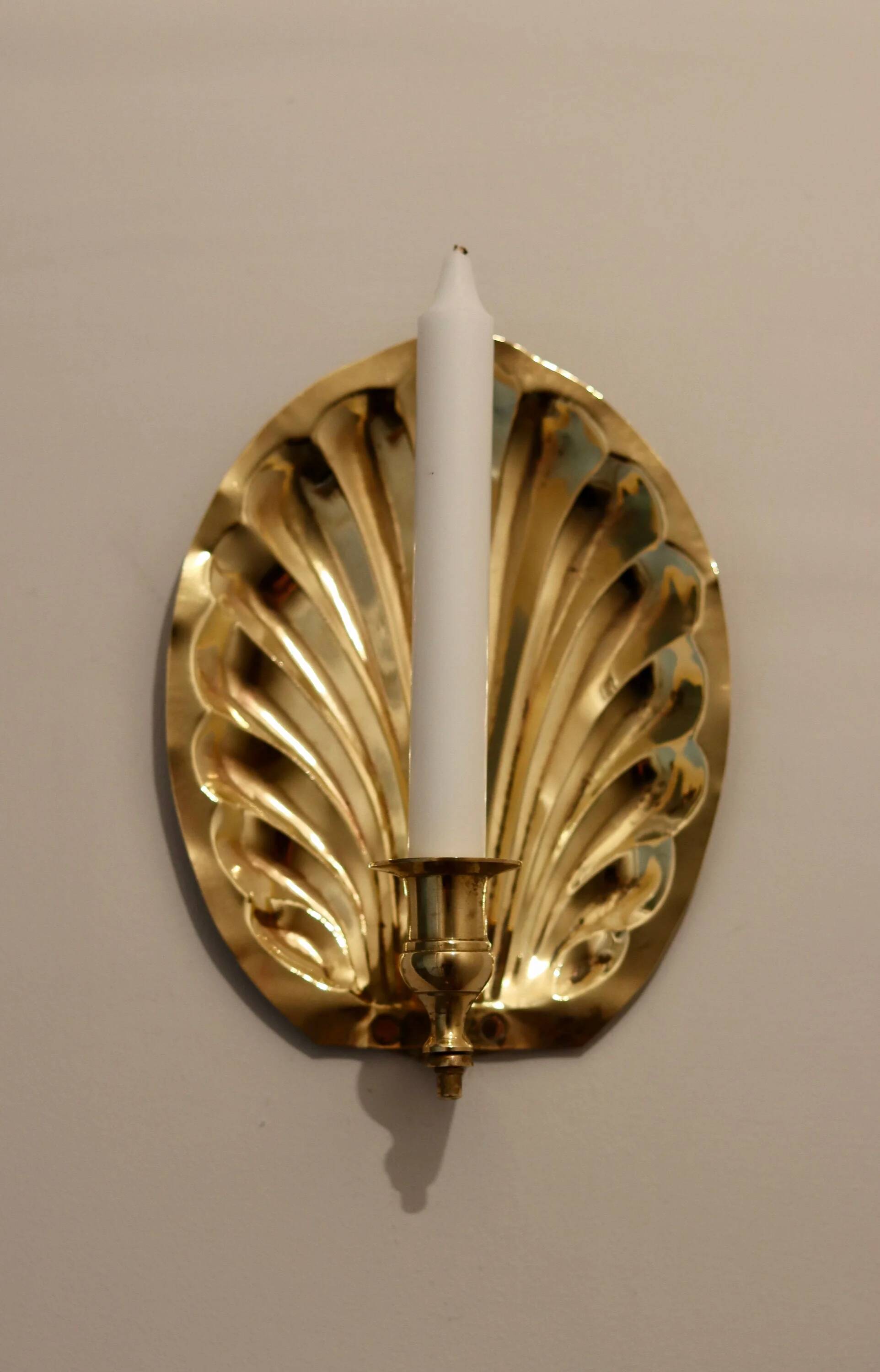 Paire d'appliques vintage en laiton