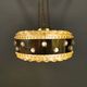 Ceiling-hanging lamp in glass with prisms and metal details
