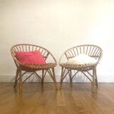 Pair of Rattan Armchairs - Shells