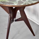 Midcentury Italian Oblong Marble Effect Table With Wood Base.