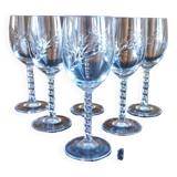 Lot 6 white wine/port glasses cut crystal twisted foot spike crystal from Arques