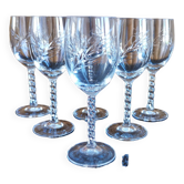 Lot 6 white wine/port glasses cut crystal twisted foot spike crystal from Arques