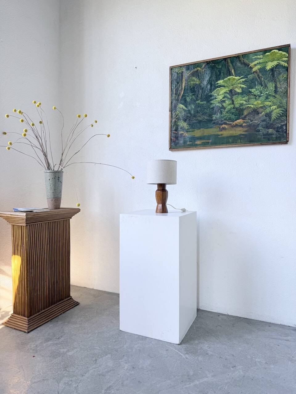 Brutalist walnut table lamp 1950