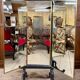 Brot mirror on legs, triptych glass in blackened wood, brass, Art Deco