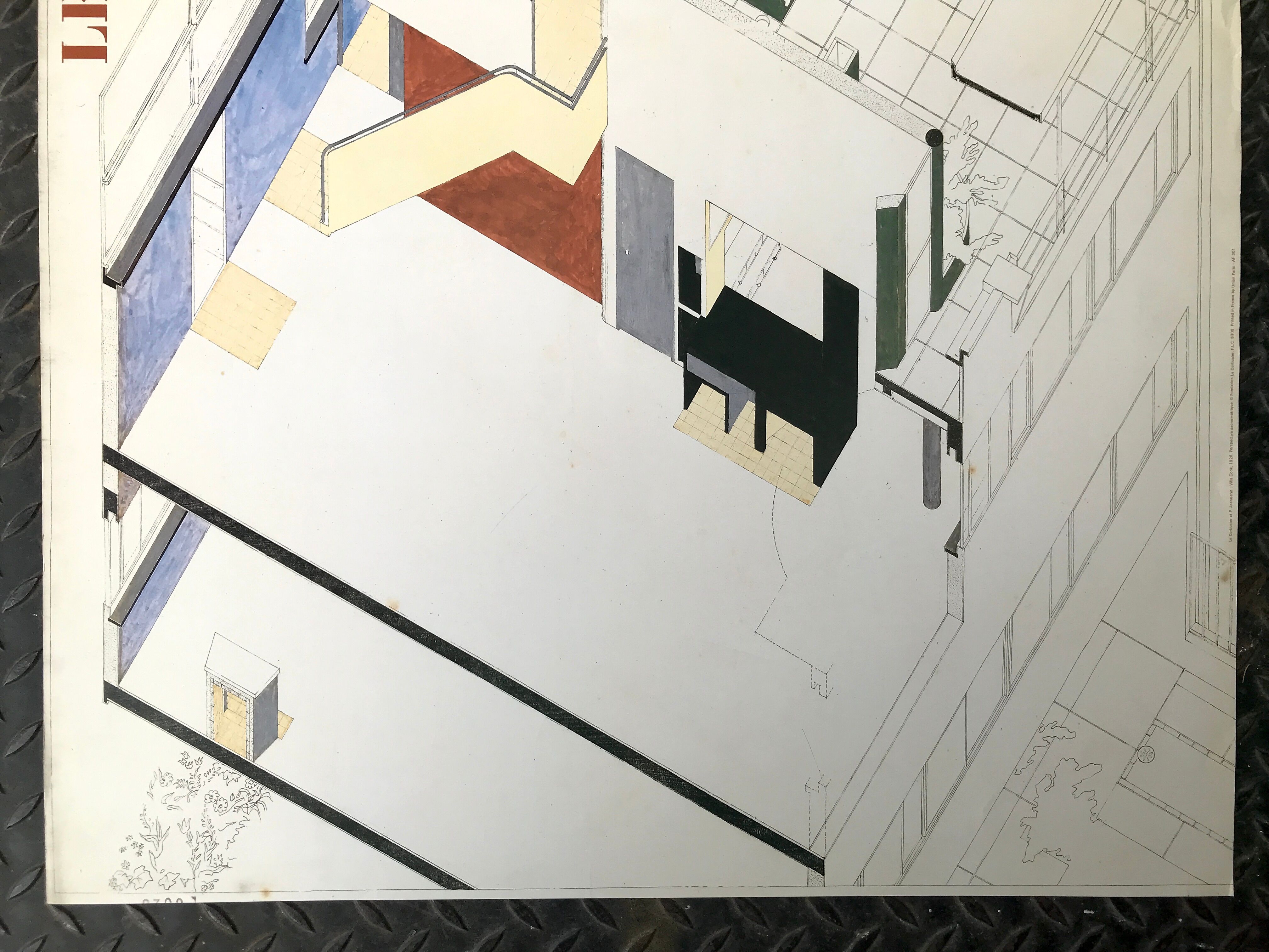 Poster after  axonometric perspective of the villa cook, 1926. 80 x 70 cm