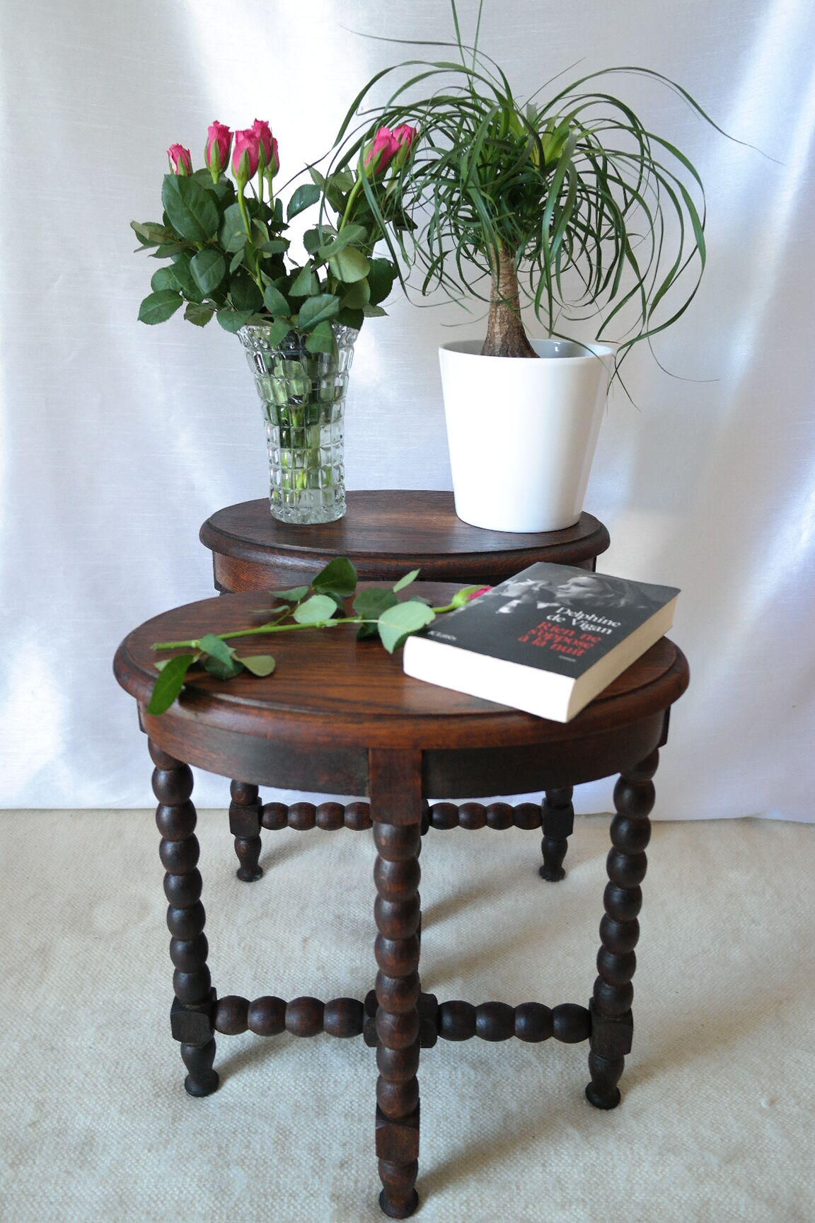 Old pearl oak saddle in Louis XIII style