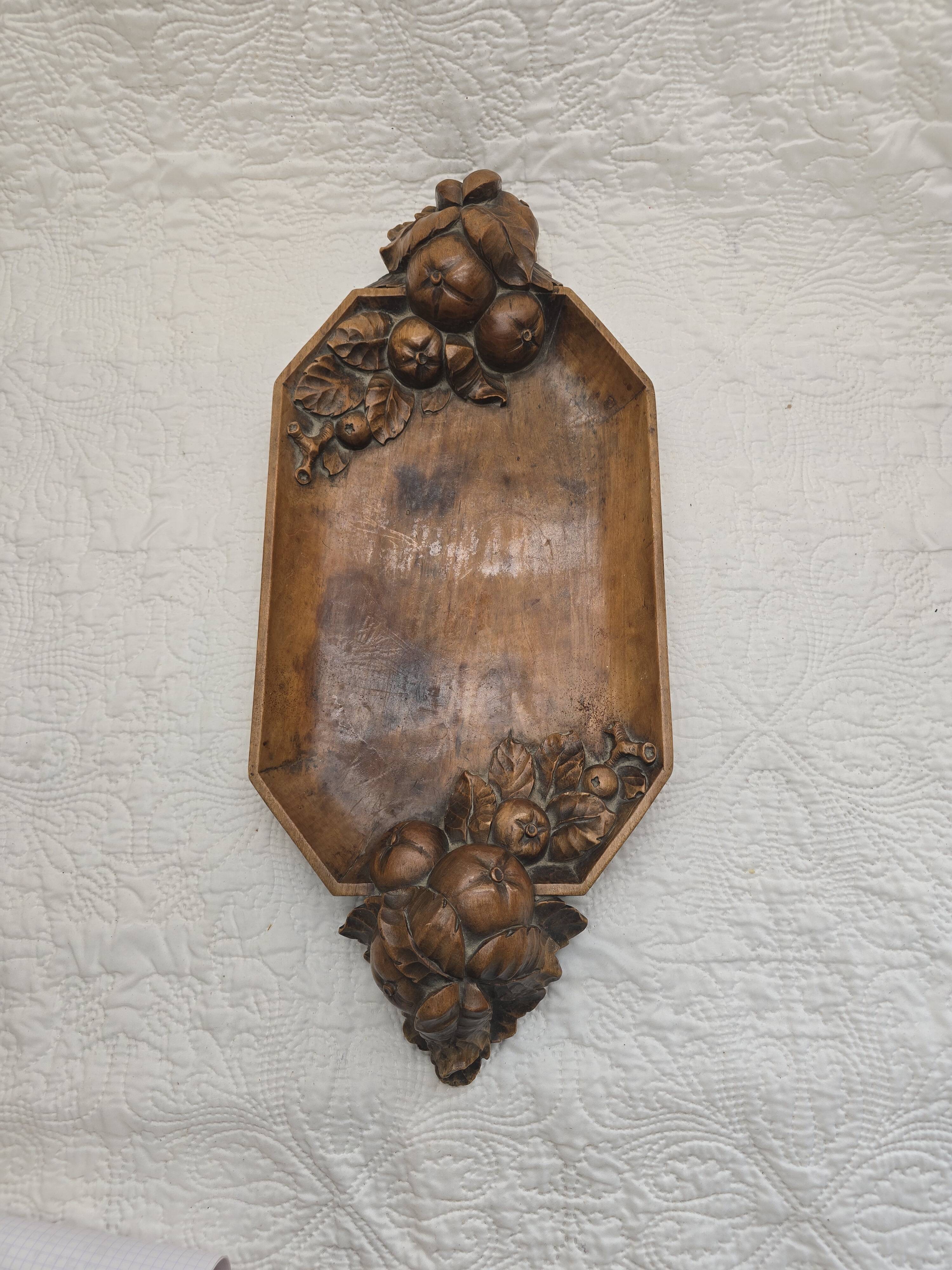 Handmade carved wooden tray