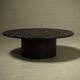 Table basse en pierre fossile rare et acier par Metaform années 1970