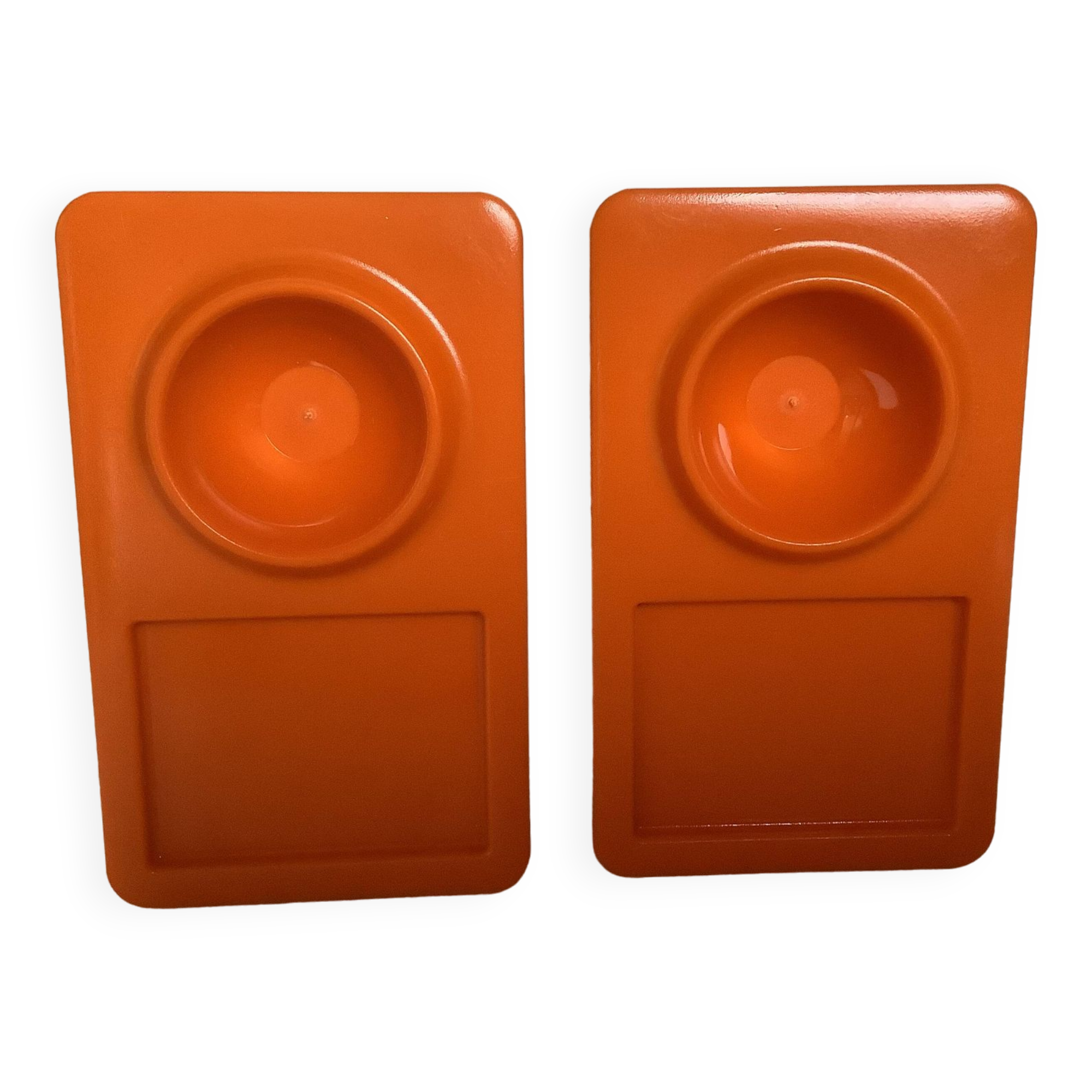 Pair of orange koziol egg cups Michael Neubauer